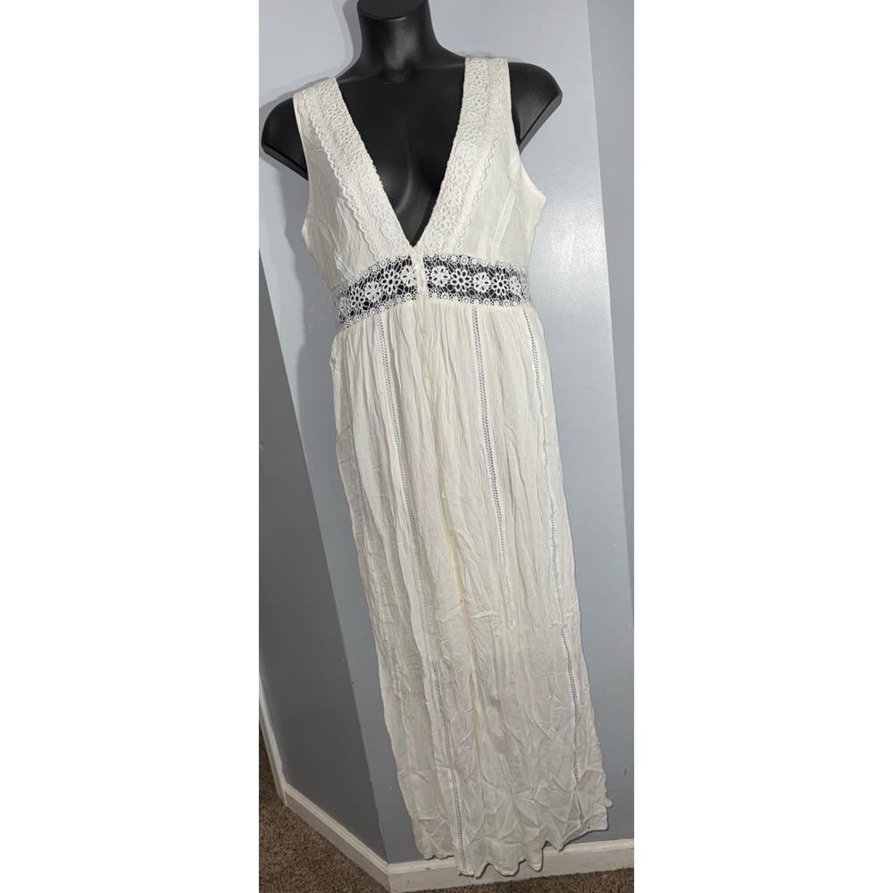 Magnolia Boutique white maxi dress open crochet dress waist wedding‎ beach large